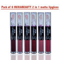 HUXIABEAUTY Pack of 06 24h 2 in 1 LipGloss For Women And For Girls 5579. 