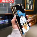 JIUMOO For OPPO A31 2020 A8 Case Cartoon Cute Donald Duck Luxury Plating Side Phone Cases Pattern Silicone Casing Full Back Cover Camera Protection Softcase. 