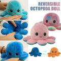 Ready Stock Tiktok Reversible Octopus Plush Doll Double-Sided Color Expression Flip Octopus Doll Plush Sleeping Pillow For Children Gifts Stuffed Toys Patung Octopus Toy Patung Comel Lembut Girls Birthday Gift. 
