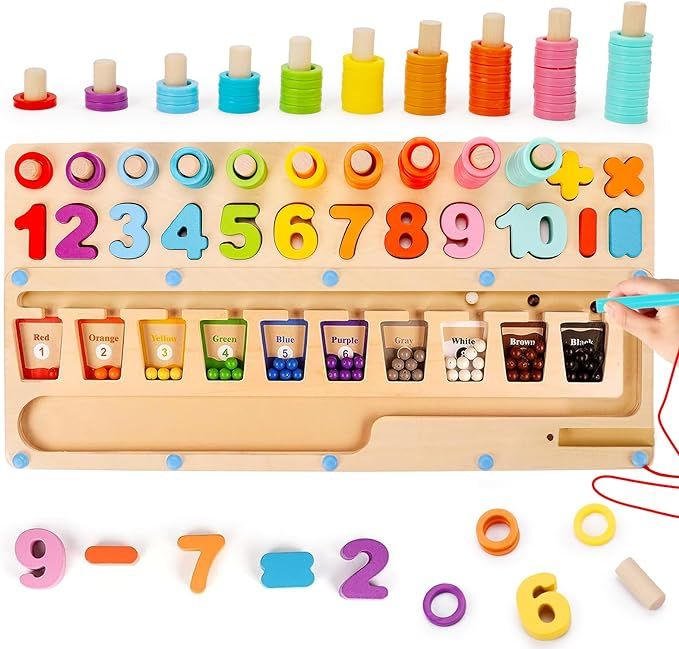 Magnetic Color and Number Maze - Wooden Montessori Shape Sorting ...