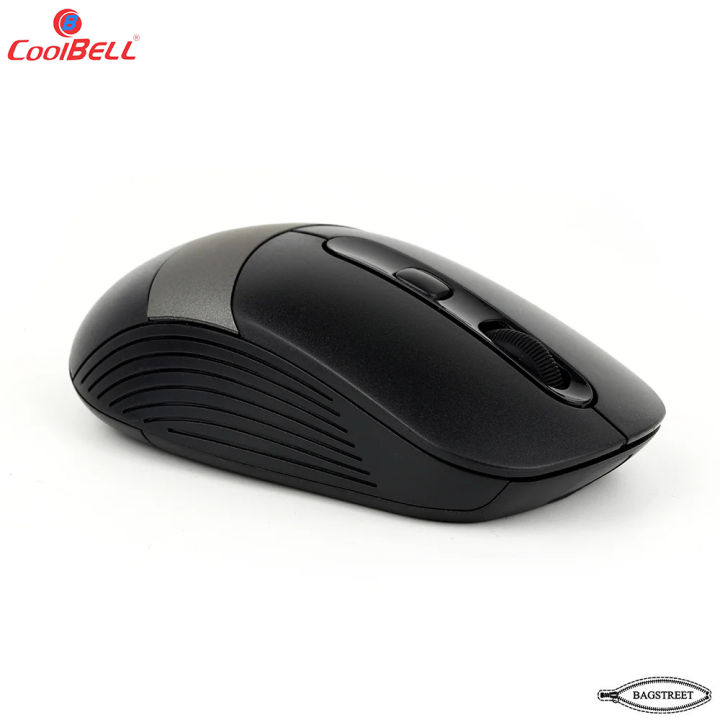 Coolbell Flexi Wireless Mouse - Silent Clicks - 1600 dpi - 4 Buttons - (Black & Grey)