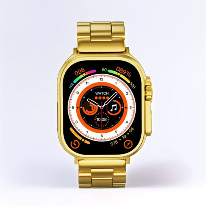 G9 Ultra Pro Smart Watch Golden Edition with Bluetooth Calling and Three Straps
