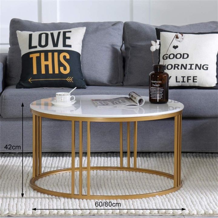 Round Center table Marble Texture Top Coffee table Large Table Dining Table Living Room Table 30" Table