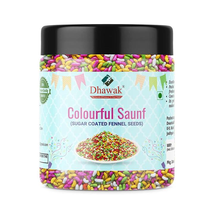 Dhawak Colourful Sugar Coated SAUNF| Colorful Fennel Seed - 300 gms. Mouth Freshener| Jar Pack|