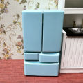 Plastic Miniature Fridge Refrigerator Simulation Mini Double Door Refrigerator Model Craft Furniture Doll House Accessories YUEYING. 