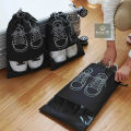 [PACK OF 3 ] New Dustproof Rope Shoe Organizer Travel Shoe Storage Bag with clear window Package Luggage non-woven with PVC Bag | 1 Pair Non Woven Shoe Organizer bag | 3 pcs (Random color) - Orchids Store PK.. 