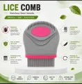 Premium Stainless Steel Lice & Nit Removal Comb, Fine Tooth Head Lice Comb with Comfortable Ergonomic Handle, Reusable Washable Hair Cleaning Tool for Children and Adults, Safe, Portable, Durable and Easy to Clean Design. 