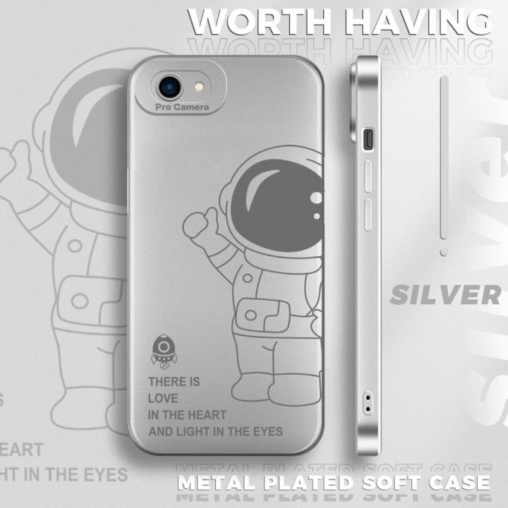 YYDS for Vivo Y81 Y81i 1812 Back Cover for Cute Astronaut Electro Plating Frosted Lens Full Protection Silicone Soft Mobile Phone Case for Man