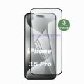 ECLIX 3 Pcs 9D 21D Tempered Glass For Apple iPhone 15 Pro Screen Protector Black Border For iphone15 pro - Transparent. 