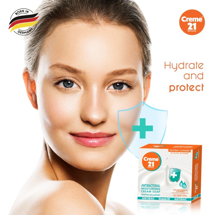 Creme 21 Germany AntiBacterial Moisturizing Cream Soap with Pro Vitamin B5 & Vitamin E All Skin Types ( Pack Of 3 X 125g )