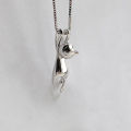 Fashion Women Silver Plated Cute Climbing Cat Charm Pendant Necklace Jewelry. 