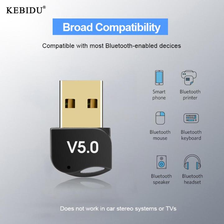 Kebidu USB Bluetooth 5.0 Adapter Dual Mode Wireless BT Dongle