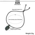 Women Men Natural Blue Apatite Phosphorite Pendant Necklace Rope Braided Wrap Gem Stone Adjustable Sweater Chain Jewelry 70mm. 