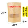16x26cm Brown kraft paper stand up pouches 25/50pcs, stand up paper bags with window and zipper Packaging material, packaging bags. 