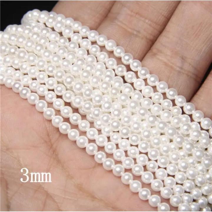 3mm,4mm,6mm,8mm and 10mm Off White Imitation Pearl Beads Round Freshwater Natural Shell Pearl Loose Bead For Jewellery Making DIY Bracelet Necklace