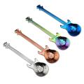 4pcs Guitar Spoon Cafe Coffee Tea Spoon Dessert Stainless Steel Exquisite Love Children Gift Spoon Colors Kitchen Accessories. 