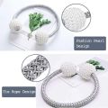 2 PCS Magnetic Pearl Curtain Buckle Magnetic Curtain Tiebacks Convenient Drape Tie European Style Decorative Weave Rope Curtain Rings & Buckles Holder for Window Sheer Blackout Draperies, Braided Straps Ball Buckles,  Parday. 
