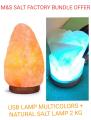 Salt lamp USB Multicolors+Natural Salt lamp 2 Kg. 
