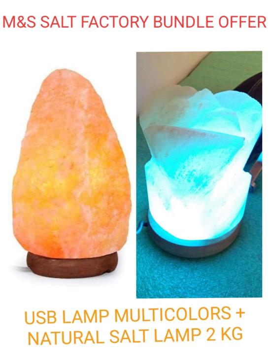 Salt lamp USB Multicolors+Natural Salt lamp 2 Kg