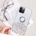 Casinglee for iPhone 12 Pro Max case Shiny Ring Glitter Soft Transparent Holder Stand Back cover with String for Apple iPhone 12 Pro Max cases cover Stars Moon Girls. 