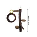 Wood Parrot Play Stand, Nature Wooden Parrot Bird Fork Stand, Natural Wooden Parrot Platform, Wooden Stick Platform Rope Ladder Bird Toys. 
