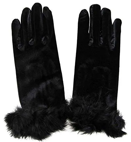 Women's%20Girl's%20%20Black%20Winter%20Velvet%20Gloves%20With%20Frr%20Cuff%20On%20Wrist%20-%20Image%207