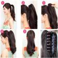 Hair Extension NEW Curly Clip On Ponytail Long Life Hair Extension - Natural Brown. 