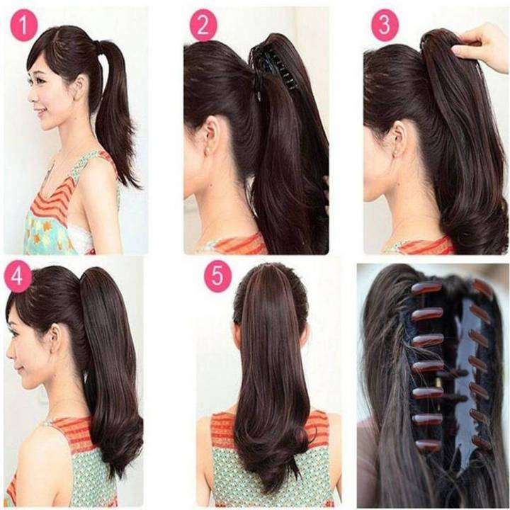 Hair Extension NEW Curly Clip On Ponytail Long Life Hair Extension - Natural Brown