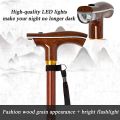 Old man stick with torch light intelligent wood color  Hiking Walking stick Trekking Poles. 