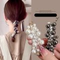 1Pc  New Korean style Pearl Telephone Wire Bow Knot Elastic Hair Band For Women Girls Hair Weaving spiral Cord Rubber Band pearl Hair Accessories. 