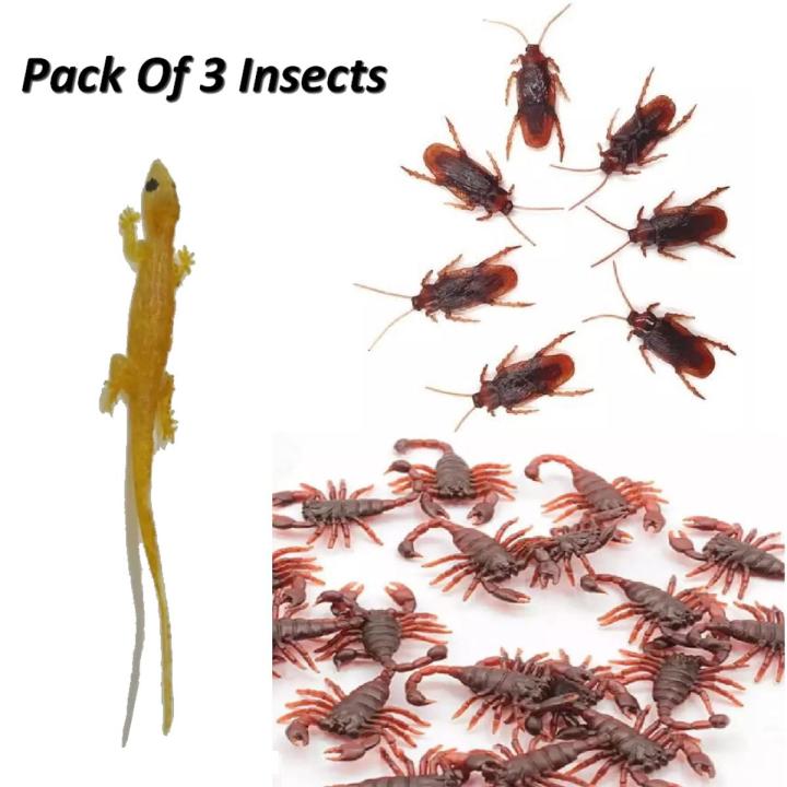 Pack Of 3 Cockroach Lizard Scorpio - Insect Toys - Looks Like Real Prank Toy Funny Toy For Kids Fun