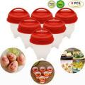 Pack Of 6 Egg Cooker Non Stick Silicone Hard Soft Maker Boiled Eggs Without The Shell. 