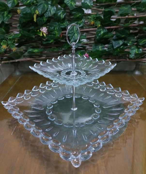 New%20Imperial%20Glass%20Crystal%20Pastry%20Stand%20With%20Metallic%20Rod%202%20Tier%20Cake%20Stand%20Gift%20Item%20Glass%20Material%20Classy%20-%20Image%202