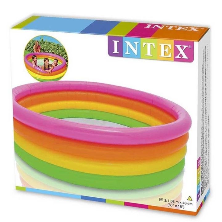 Intex Pool for Kids 04 Ring Layers Indoor and Outdoor Swimming Pool Size Height 18 inches by 6 inches Model No 56441NP