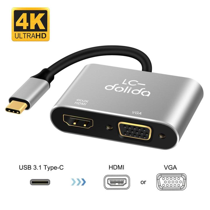 USB C to Hdmi Adapter, USB 3.1 Type C to Vga Hdmi 4K UHD Converter Adapter