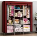 Portable Storage Cabinet 3 Door Large Size | Stainless Steel Rods and Fabrics Wardrobe Stand. 