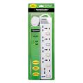 4 Way Universal Power Extension Socket With Individual Switches & Indicator, 5 Meter Cable (1.00mm) x 3 Core, Suchko 2 Round Pin Plug. 