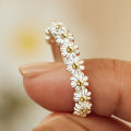 Vintage Daisy Rings For Women Cute Flower Ring Adjustable Open Cuff Wedding Engagement Rings Female Jewelry. 