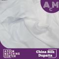 KB White Color China Silk Chiffon Dupatta For Girls / Ladies - Dyeable dupatta. 