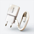 Tecno Fast Charger 10W with Data Cable 3.0 for Android Mobile Phones, 2A Output, White. 
