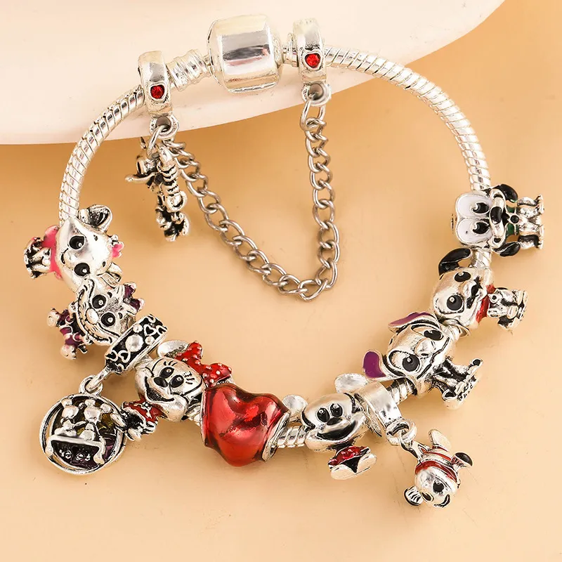 Mickey minnie mouse heart key lock pendant charm popular