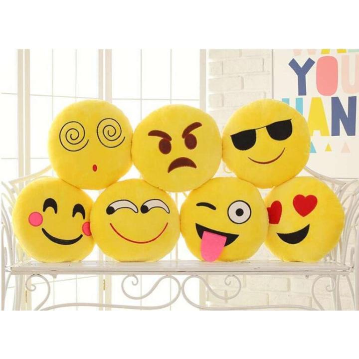 Smiley Face Emoji Pillows Soft Plush Emoticon Round Cushion Home