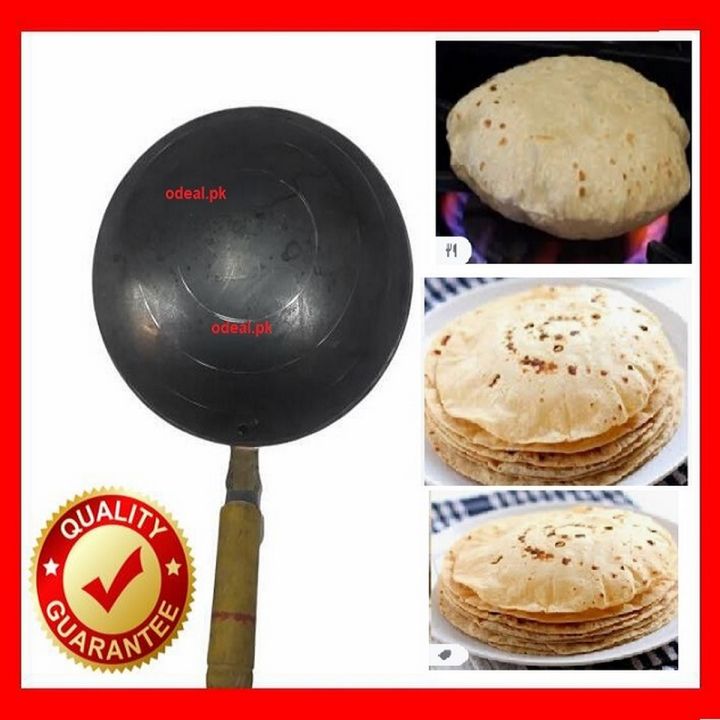 Tawa En Fer 26 Cm Pour Roti, Chapati, Dosa - Poignée En Bois, Naturellement Antiadhésif, Sans Toxines