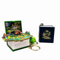 Creative 3D explosive fantasy world magic book keychain castle ship dinosaur space puzzle pendant. 