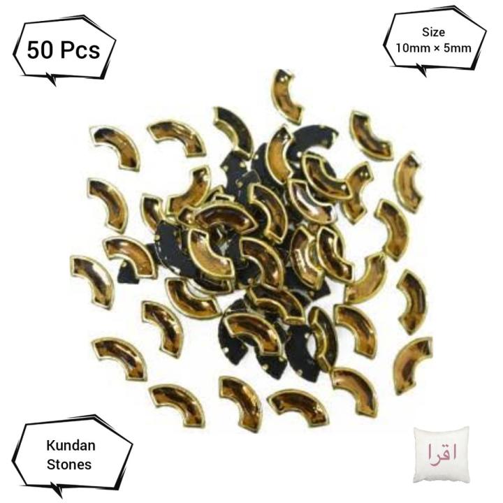 50 Pcs, Real Kundan Beads DIY Sewing Jewelry Decoration, C-Shape SIZE  10x5MM