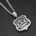 Hot Selling Hip hop Jewelry GANGSTA Medal Shield Rhinestones Badge Pendant Necklace Europe And The United States For Men. 