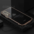 For Vivo Y31 Back Cover with Lanyard Fashion Shiny Plating Maple Leaf Design Camera Lens Protection Square Edge Soft Silicone Protective Phone Case. 
