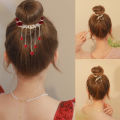 Wedding Styling Tools Hairpin Flower Festival Tassel Hair Clip For Women Temperament Ponytail Hair Holder Hair Bun Accessories. 