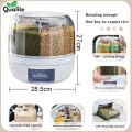 Grain storage box for kitchen, 360° Rotating Food Dispenser, Multi Grid Rice Storage Box with Easy One Click Dispensing for Kitchen Organization, Rice Dispenser for home uses. 