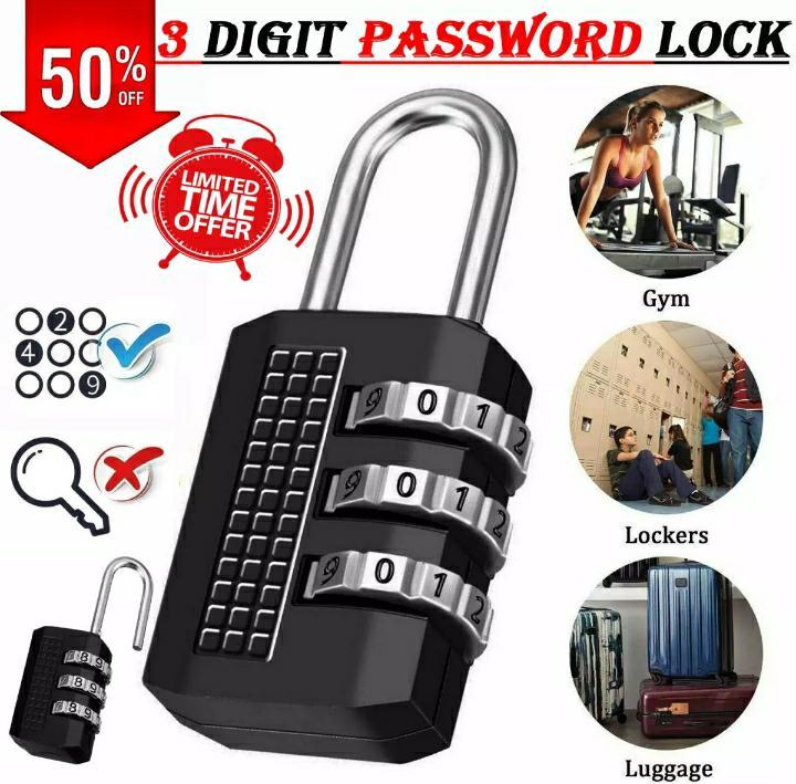 3 Digit Dial Code Number Combination Lock Padlock Small Portable Luggage Zipper Bag Padlock Suitcase Bag Lock